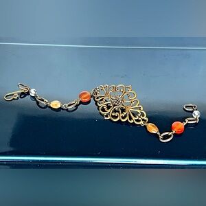 Copper & Orange Beaded Arabesque Bracelet